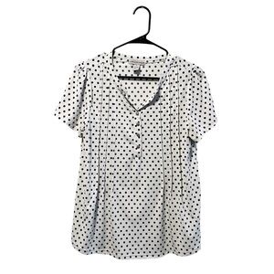 White Polka Dot Short Sleeve Blouse